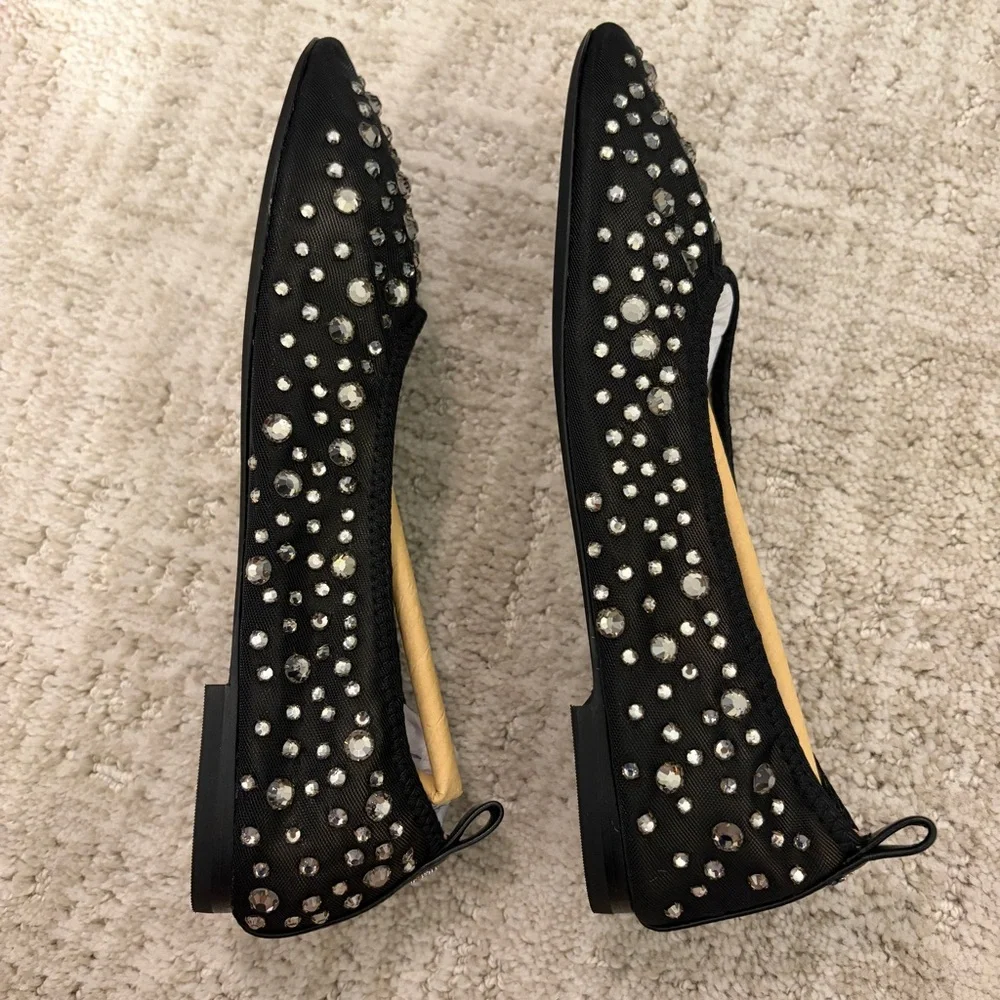 Tory burch black crystal mesh ballet flats NEW